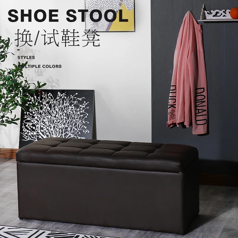 AOLIVIYA Household Solid Wood Shoe Test Stool Enters The Door Shoe Change Stool Soft Bag Seat Cushion Multi-functional Sofa