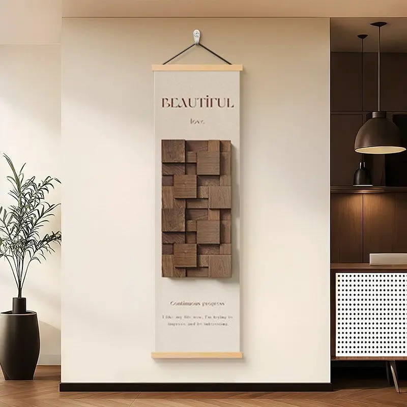 French Vintage Botanical Narrow Scroll Art for Hotel Entryway