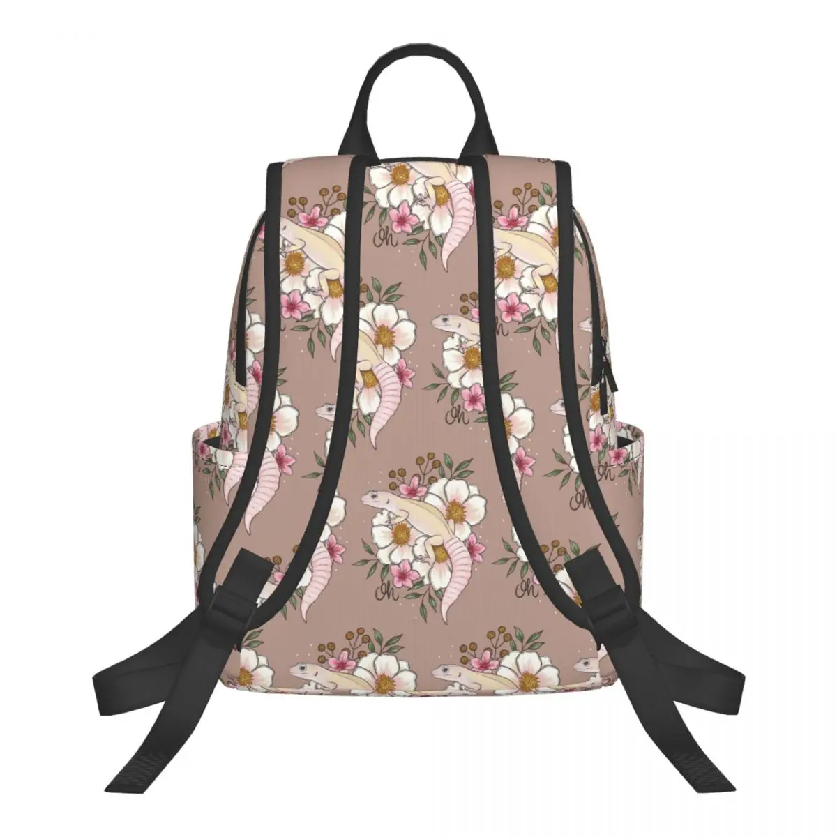 Leopard Gecko Murphy's Patternless With Florals Backpack School Bag Hiking Travel Daypack for Men Women Bookbag Shoulder Bags