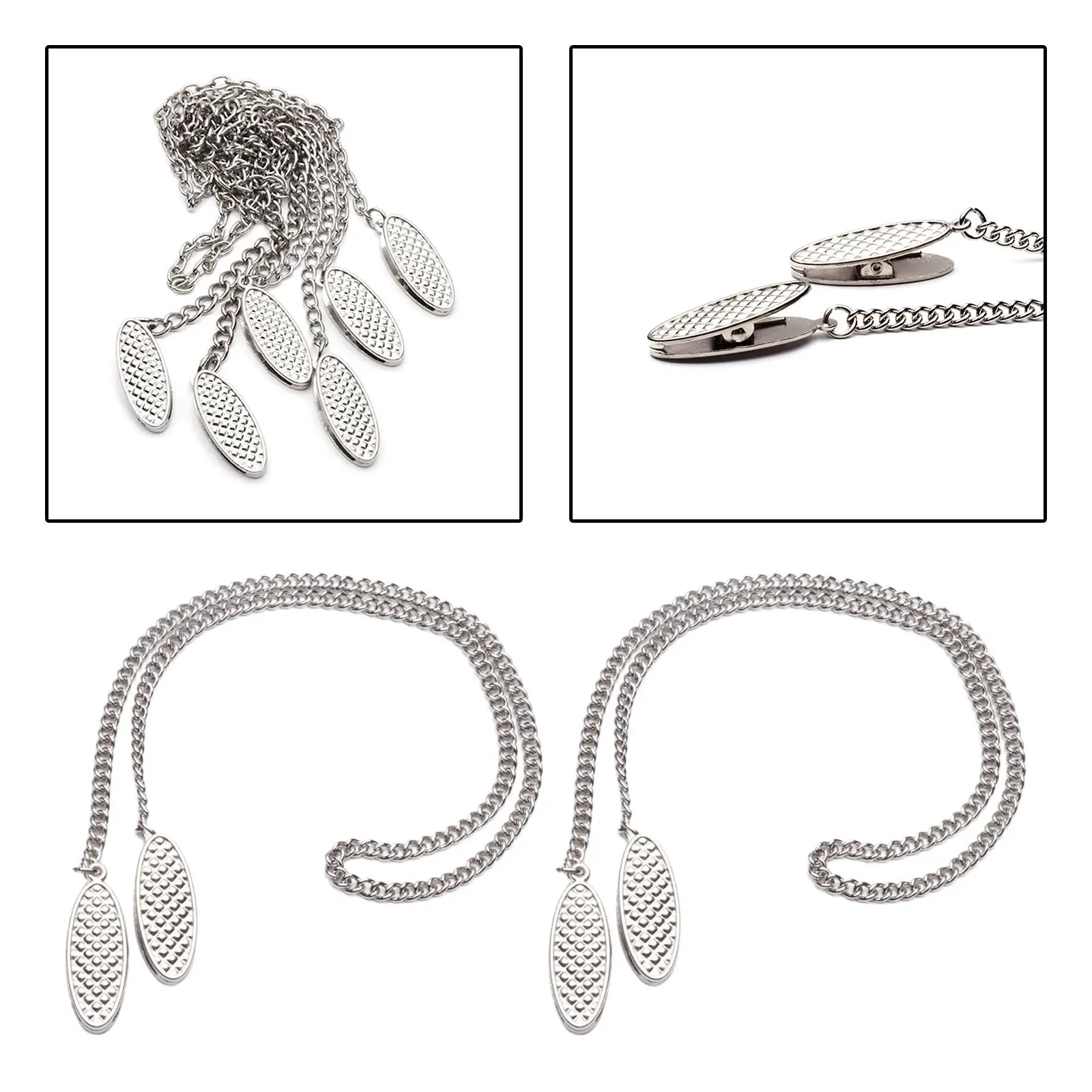 2 Pieces Napkin Clips Chains Nickel Color Napkin Fixing Clip for Towel Apron Bib Napkin Chains Holders Home Cafes Outside Eating