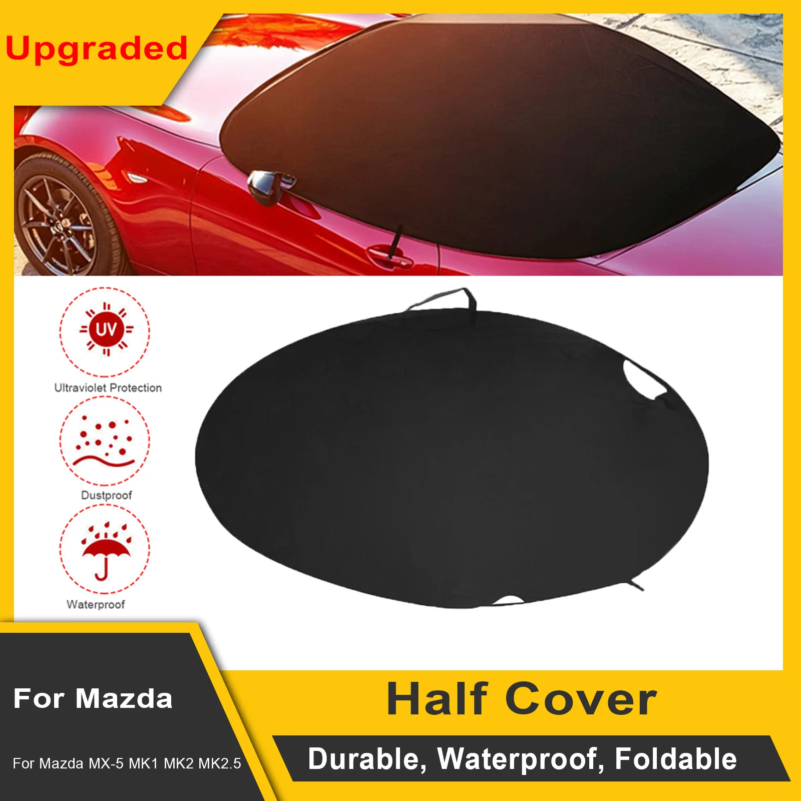 210D Autoabdeckung für Mazda MX-5 MK1 MK2 MK2.5, weiche Dachabdeckung, halbe Abdeckung, wasserdicht, UV-beständig, Sonnenschutz, staubdichte Abdeckung – Detail 1