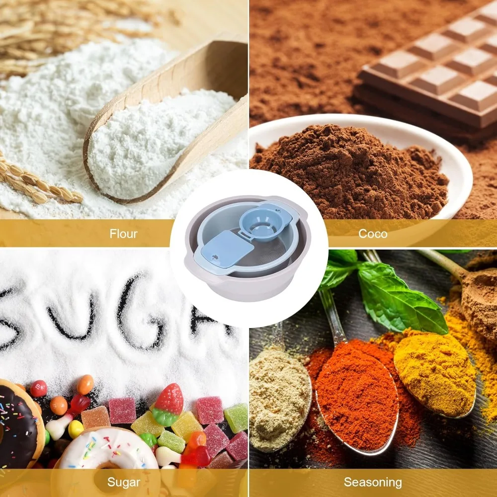 4 adet yeni örgü elek ekranı polen elek seti 2'si 1 arada kırpma tepsisi ABS istiflenebilir kırpma tepsisi un elek süzme tozu