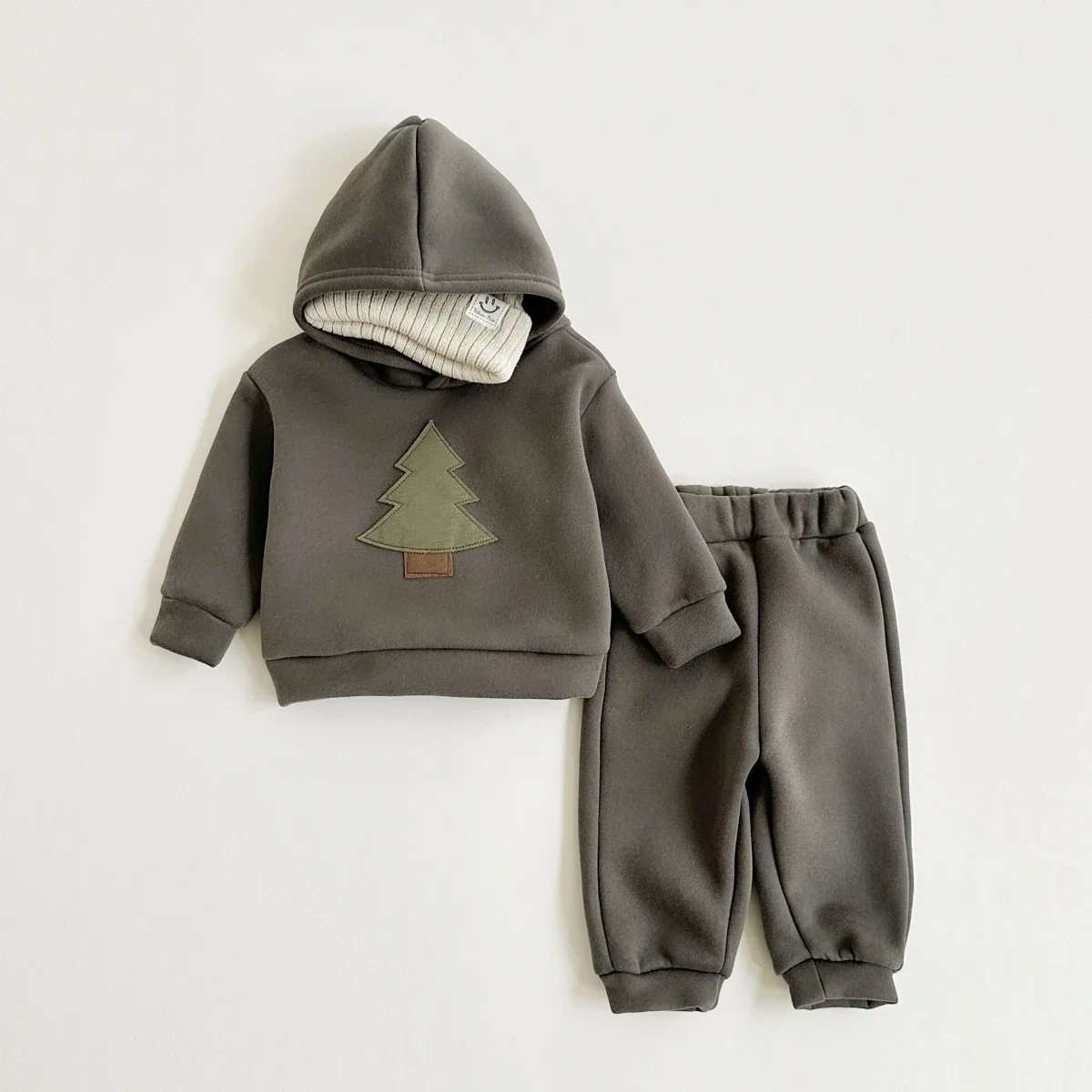 Winter Baby Clothes Set Hooded Tracksuit Christmas Tree Boys Kids Clothing Girls Thickening Plush Winter Warm Cotton Coat Suit