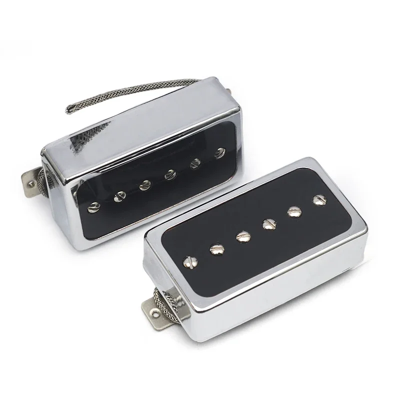 Alnico 5 LP Style Guitar Single Coil Pickup Humbucker with White Copper Basepalte , 50/52MM ,Chrome/Gold