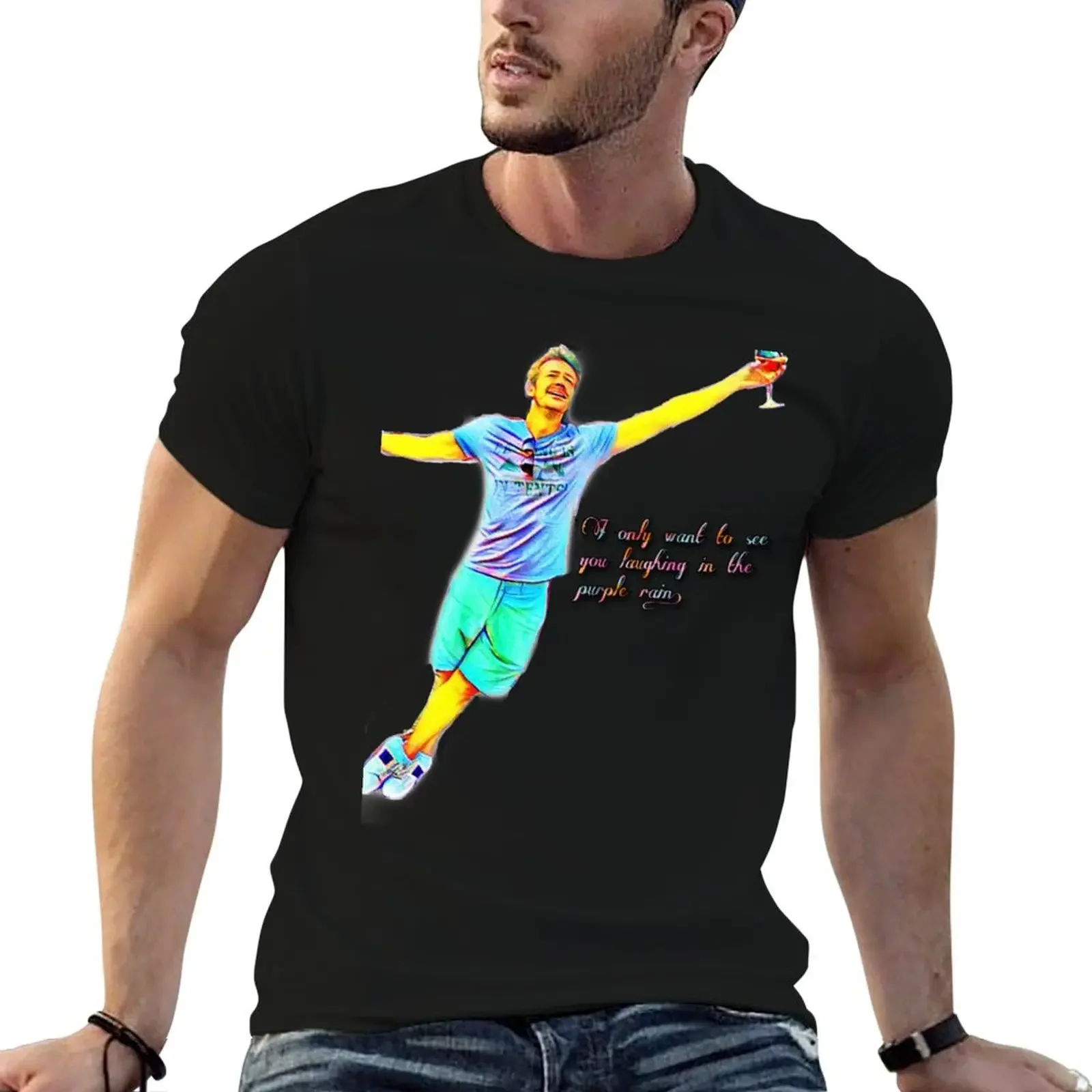 Laughing in the Purple Rain T-Shirt sweat graphic t shirts oversized anime vintage t shirt men