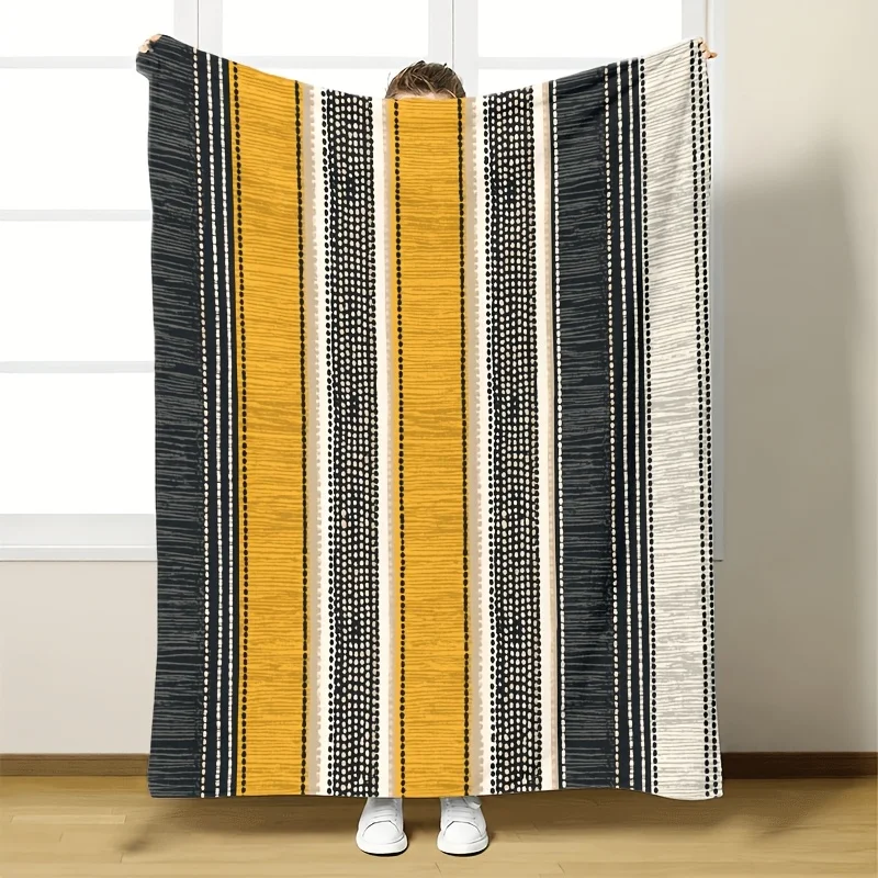 Large Striped Throw Blanket Sofa Couch Decor Geometric Yellow Gray Modern Cozy Picnic Blanket 150x200cm Bedding Textile