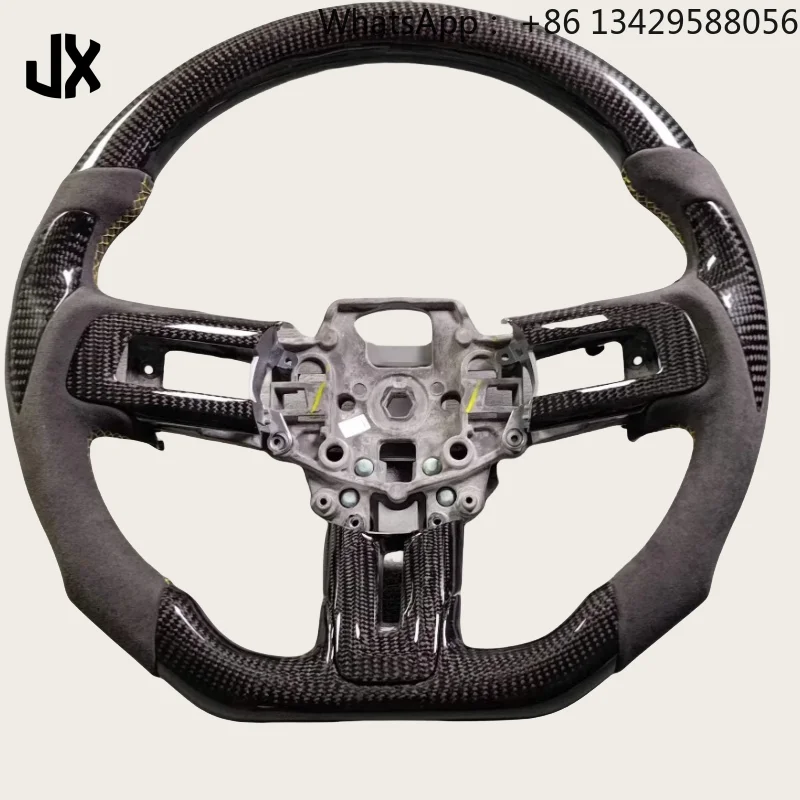 Suede Leather Carbon Fiber Steering Wheel for Ford Mustang 2015 2016 2017 2018 2019 2020 2021 2022 GT Shelby
