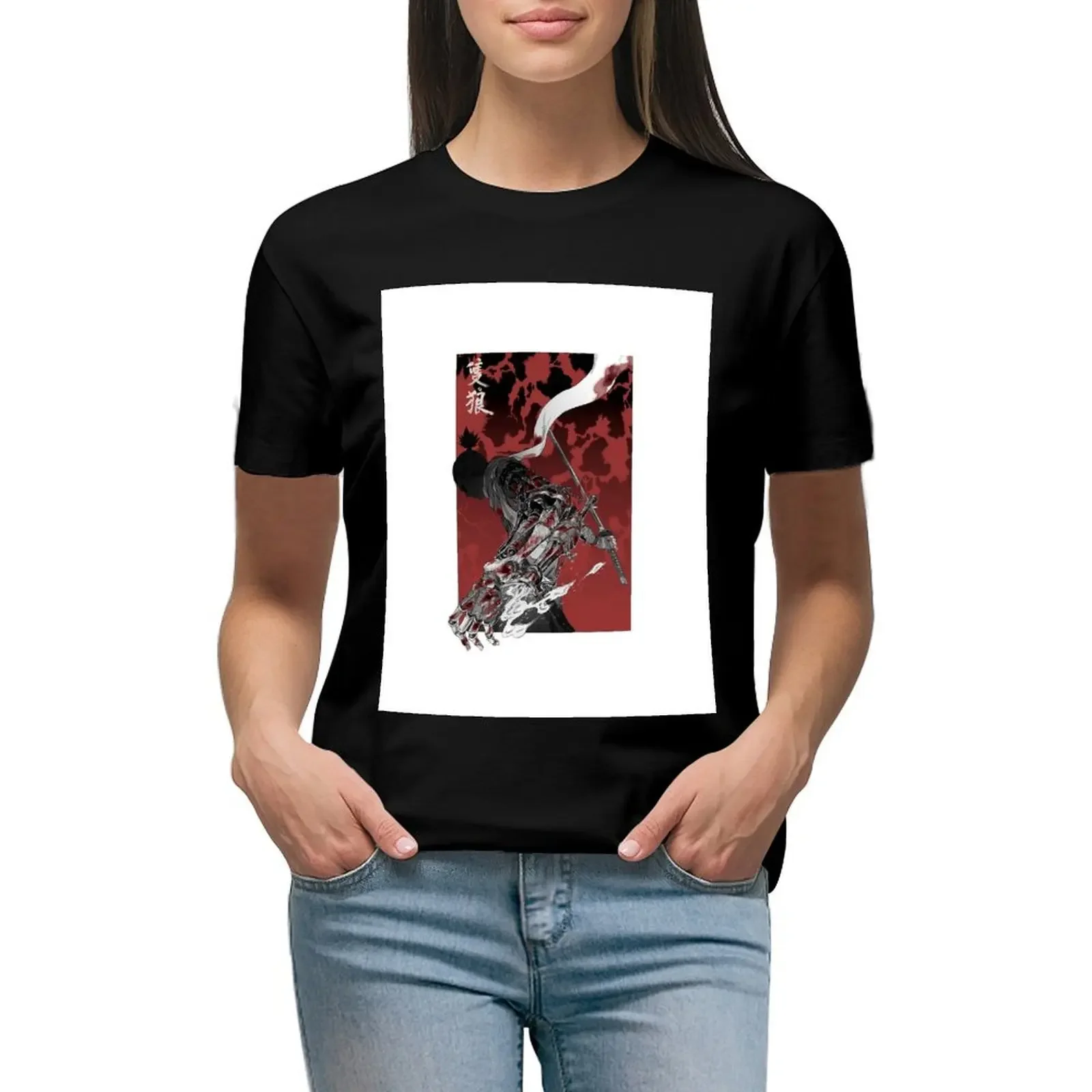 Wolf with katana sekiro T-Shirt plus size tops animal print funny sublime white t-shirts for Women