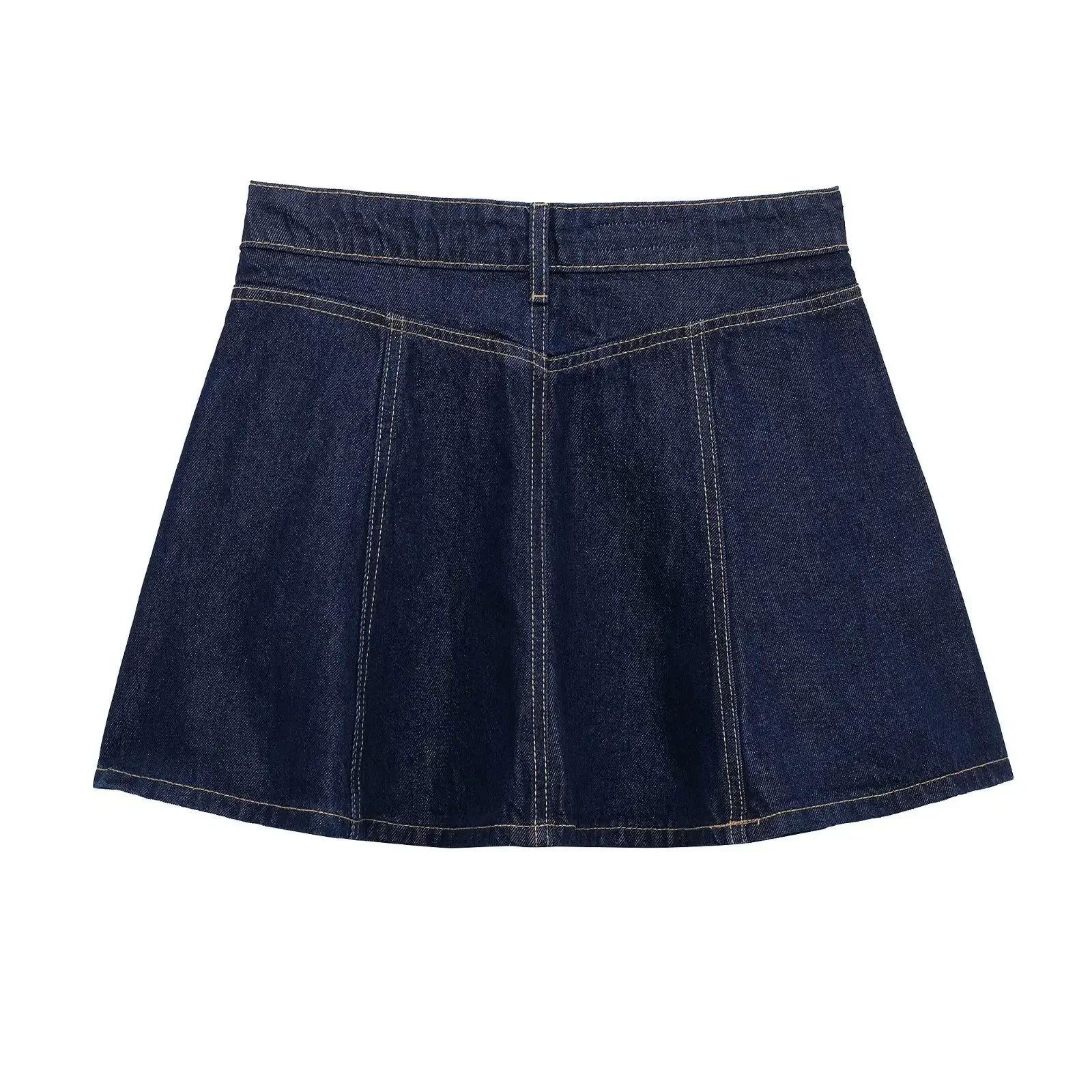 NICE Casual Mini A- Line Skirt High Waist Zipper Decoration Bright Stitching New Spring Women's Fashion Short Skirt Polyester Bl