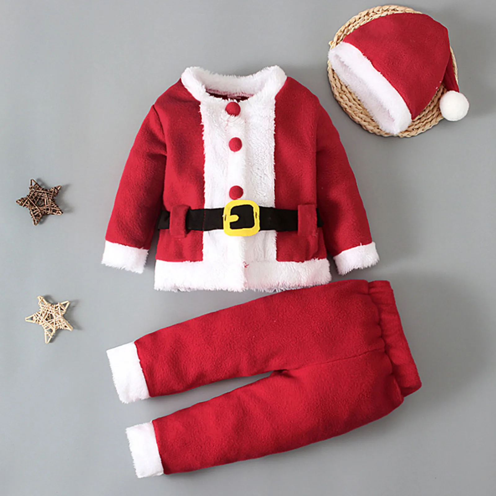 

Kids Boys Christmas Clothes Outfits Toddler Baby Santa Outwear Cosplay Xmas Fleece Set Costumes Girls Warm Boys Romper&Jumpsuit