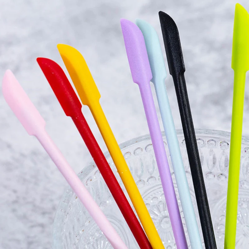 1 unidade nova Espátula de Silicone de Ponta Dupla Pequena para Cosméticos, Base, Creme, Mini Colher Aplicadora, Ferramentas de Maquiagem