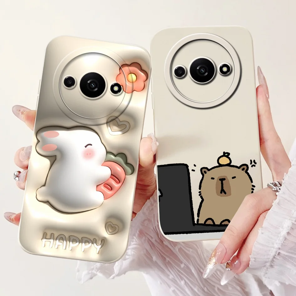 For Xiaomi Redmi A3 Case Lovely Panda Cartoon Anti-Fall Funda Soft Silicone Matte Cover For Xiomi Redmi A3 A 3 RedmiA3 4G Bumper