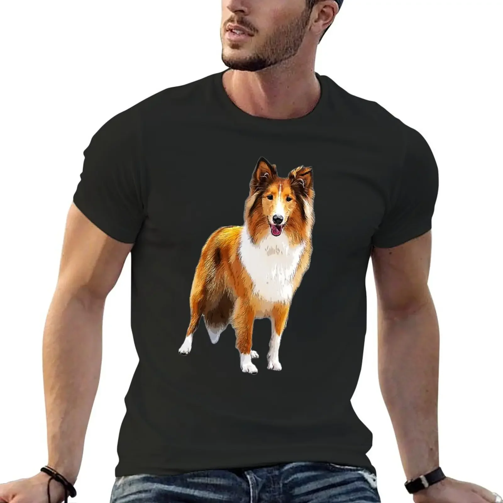 

Rough Collie Cute Dog T-Shirt vintage graphic tee basketball graphic tees mens graphic t-shirts pack