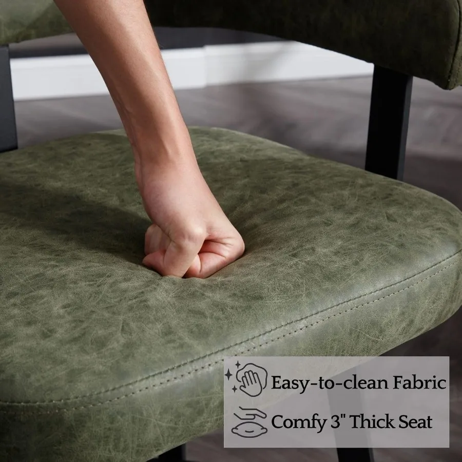 طقم كراسي بار من جلد البولي يوريثان مكون من 2 مقعد بارتفاع 25.5 مع مسند ظهر مبطن مفتوح ومقاعد بار منخفضة منجدة حديثة معي