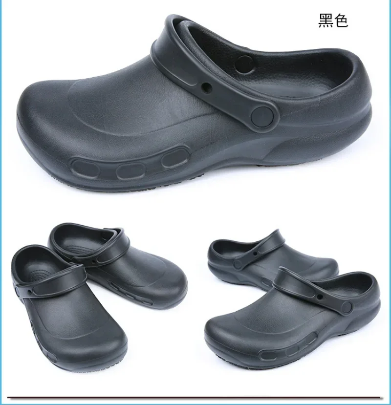 High Quality EVA sandals Men Chef Shoe Non-slip Waterproof Oil-proof Hotel Kitchen Work Shoes Men Clogs Garden Safety Shoe Black