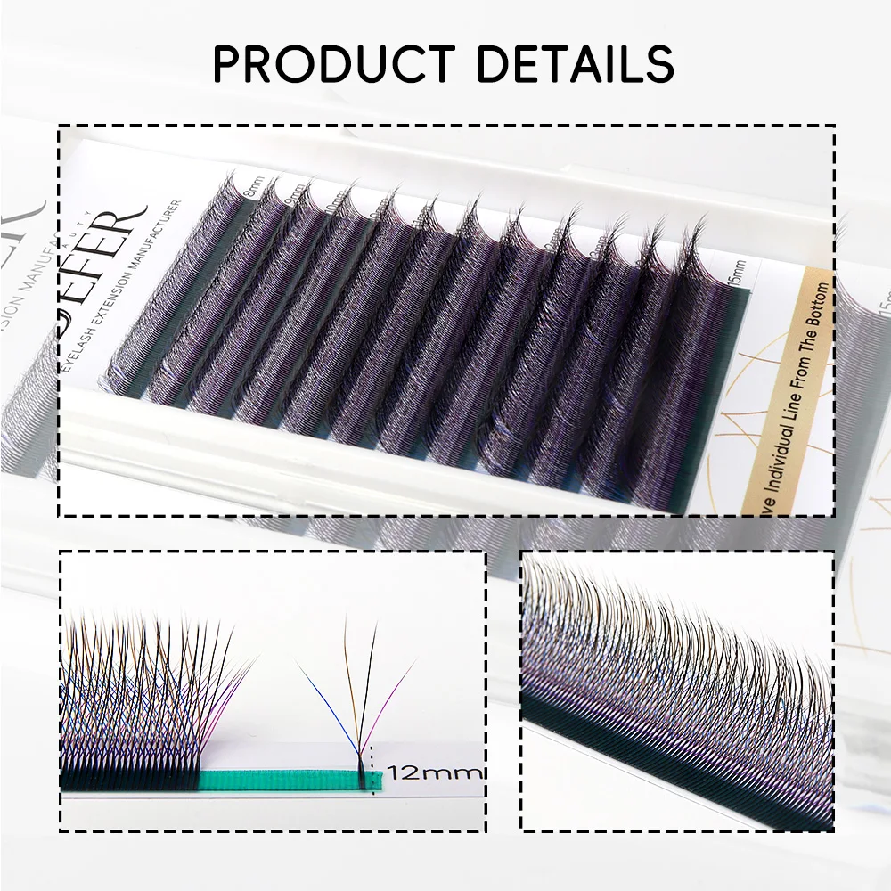 BEFER 4D - W Shaped Eyelash Extension Colored Premade Volume Fans