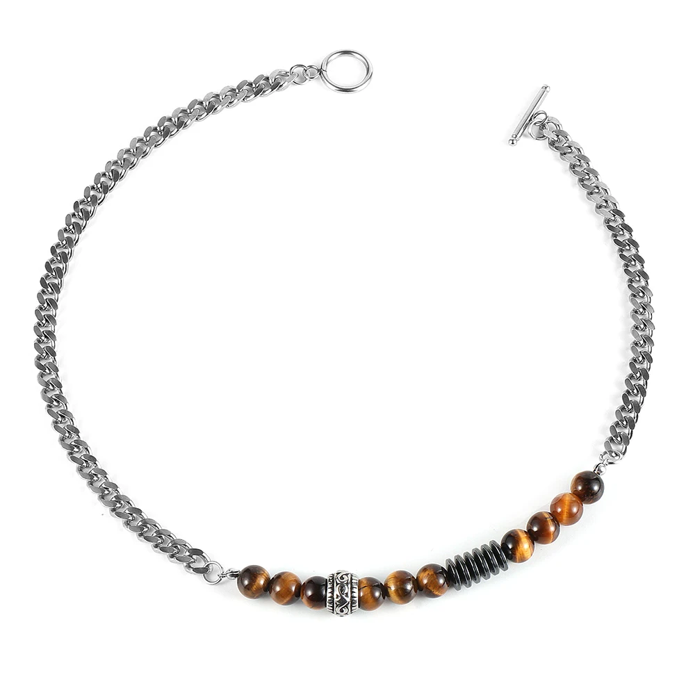 

Nabest 11 Style Various Materials Natural Stone Stainles Steel Necklacess 8mm Bead Punk Fashion Jewelry for Men Women