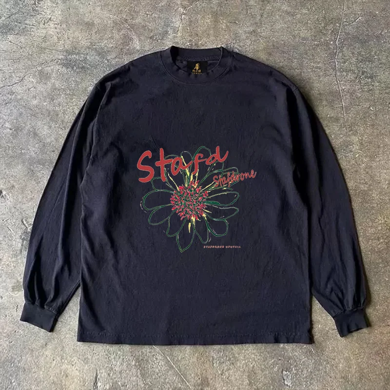 Long Sleeve T-Shirt 310 Pure Cotton Double Thread Women's Style Three Needle Charitable Fundraising Upward Hero American Couple