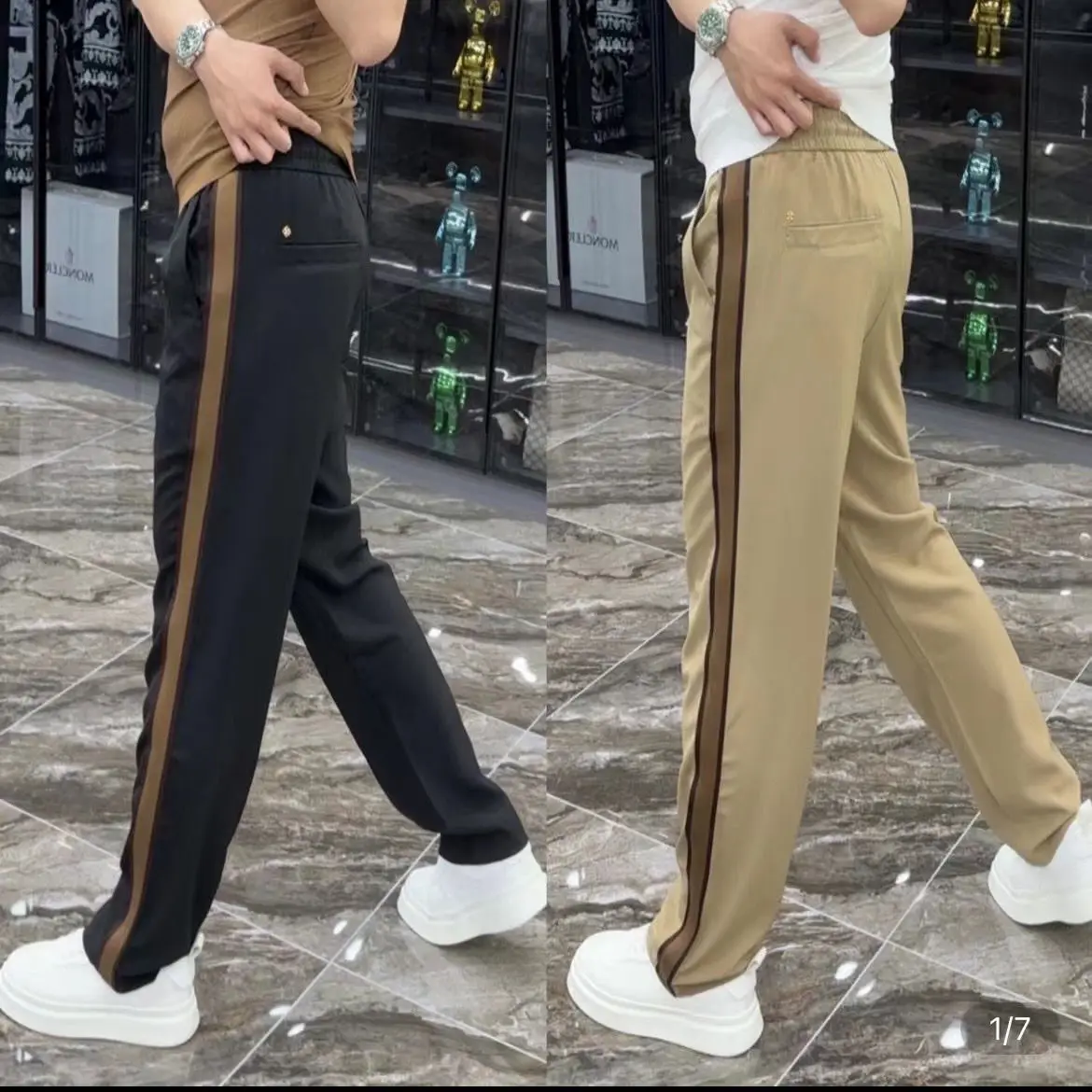 Men Summer New Youth Straight Cylinder Appear Thin Loose Fashion Trend All-match Elastic Force the Middle Quick Drying Trousers