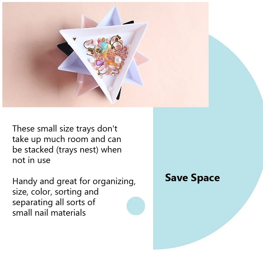 ชุดถาดรูปสามเหลี่ยม 10 ชิ้น สำหรับงานตกแต่งเล็บ ประดับเพชร ลูกปัด - ถาดจัดเก็บและจัดแสดง