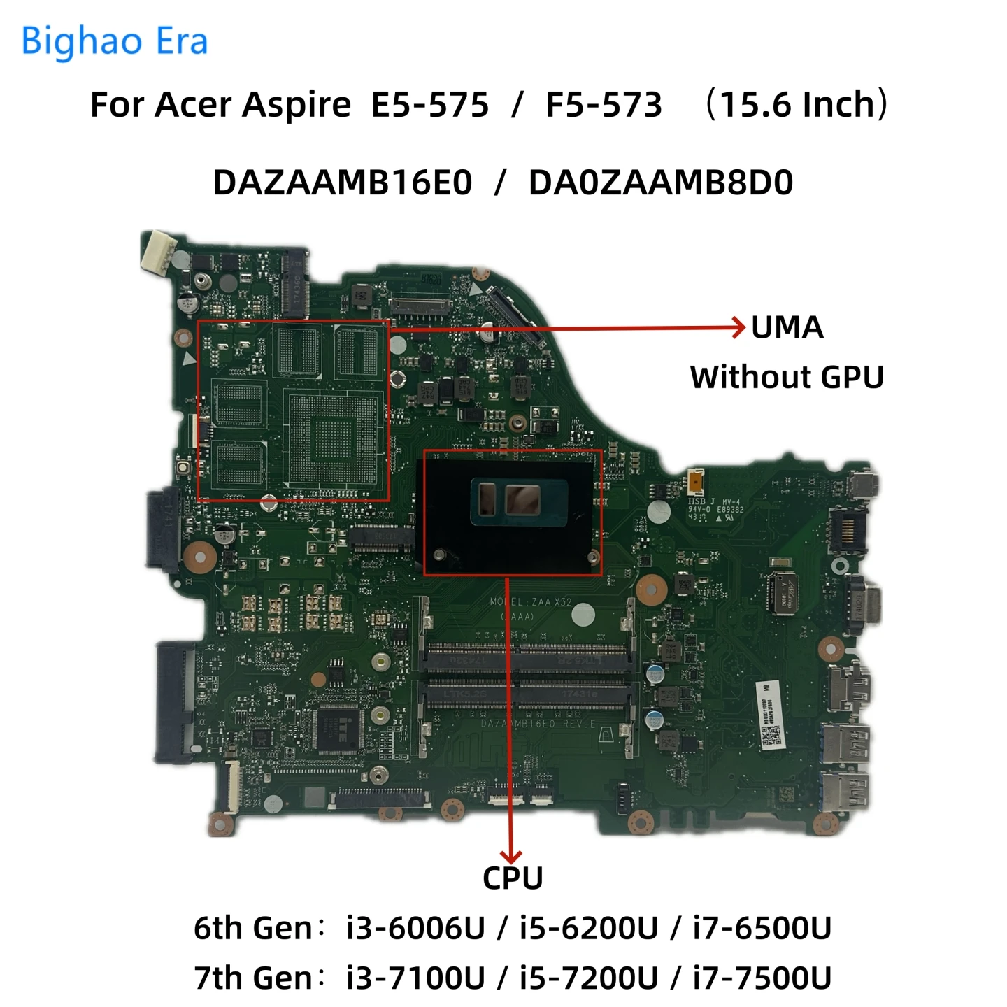 For Acer Aspire E5-575 E5-575G F5-573 F5-573G Laptop Motherboard With i3 i5 i7 CPU UMA DDR4 DA0ZAAMB8D0 DAZAAMB16E0 NB.GDE11.005