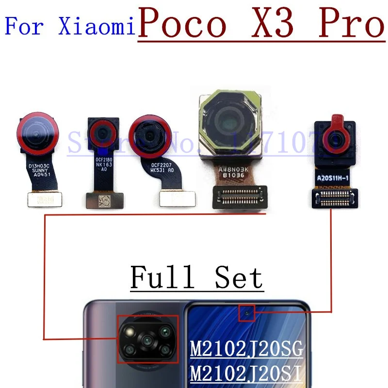 Back Front Facing Rear Camera For Xiaomi Poco X3 Pro NFC Backside Small Frontal Selfie View Camera Module Flex Parts