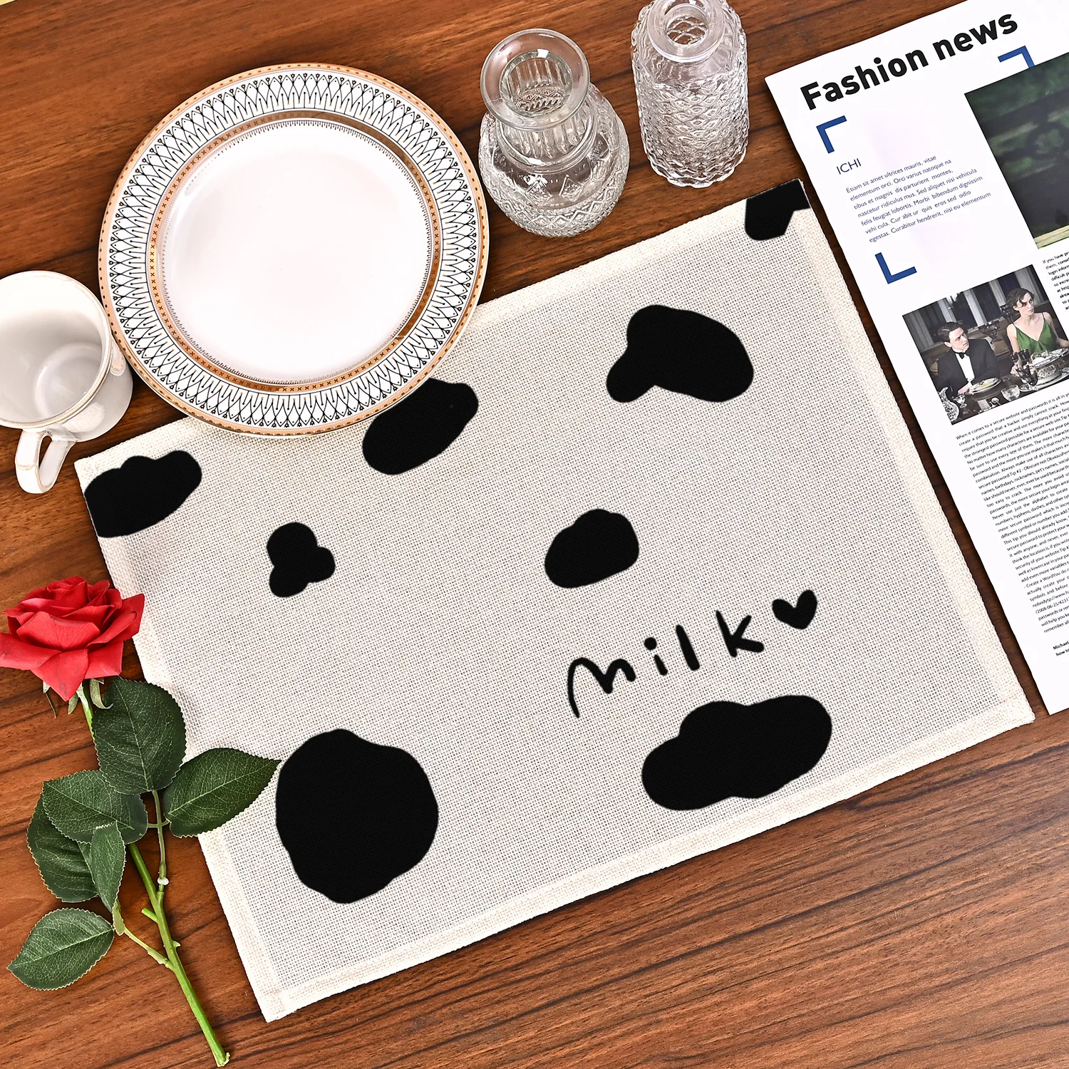 

Простой геометрический коврик для столовых приборов, моющийся коврик для обеденного стола, нескользящий коврик для кухонной тарелки, декор подставки для чаши 45x32 см