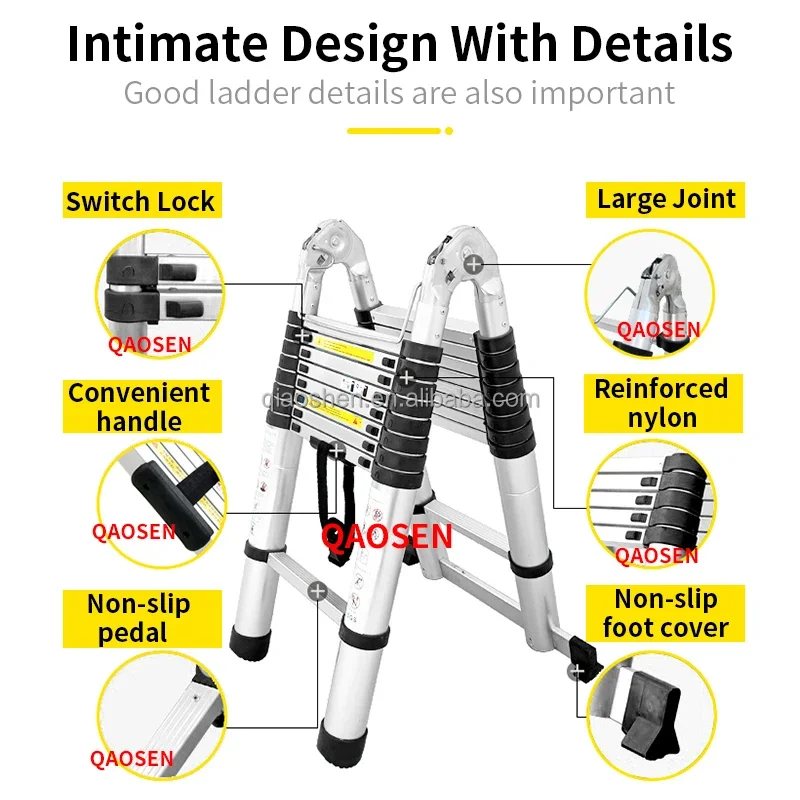 Teleskopleiter Multifunktionales Doppelseitiges Alumínio 2,2 M Silber Industrielles Außalumínio