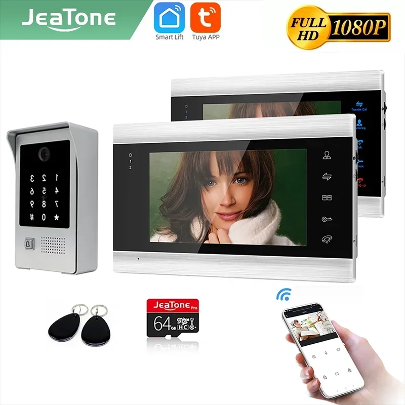 

Jeatone 7inch Video Door Phone Intercom Doorbell Tuya Smart Door Eye Camera kit For Wireless WiFi Remote Access Control System