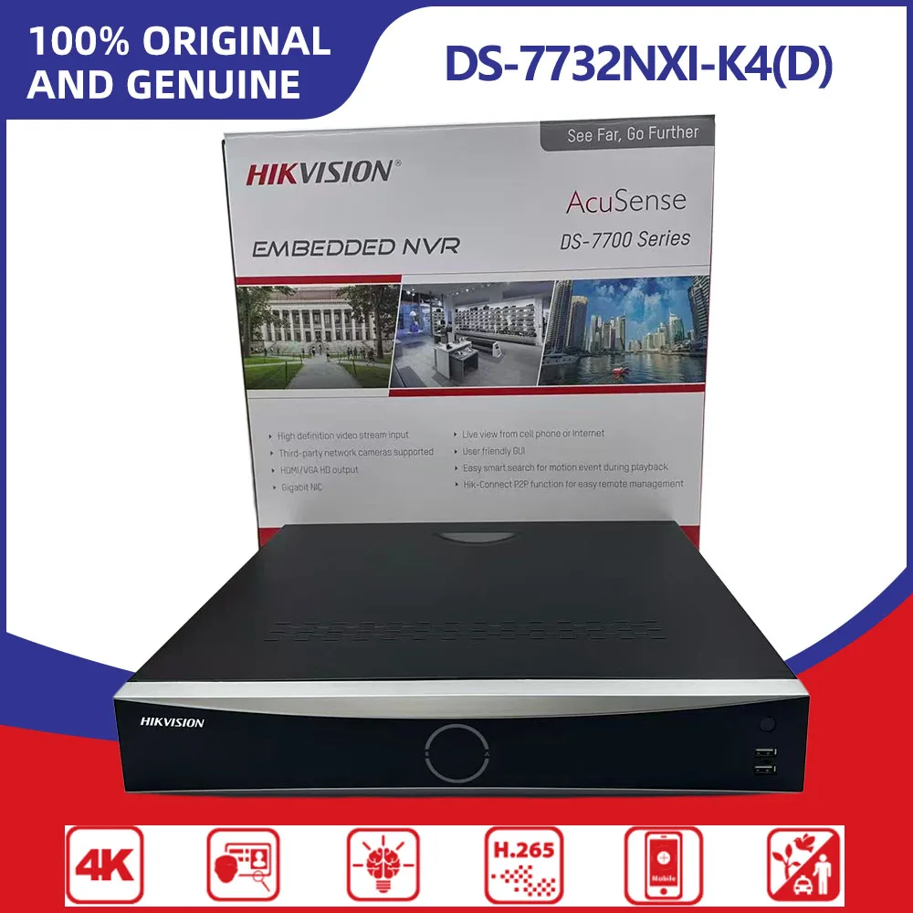 Hikvision DS-7732NXI-K4(D) 32CH 4K AcuSense AI Network Video Recorder 4 SATA H.265+ Facial Recognition Perimeter Security NVR
