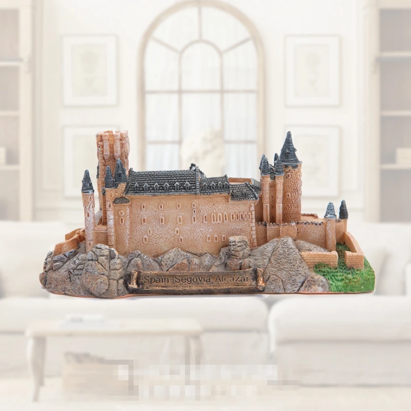 Spanish Segovia Castle Model Desktop ornaments World Famous Architecture Alcazar de Segovia Resin Crafts Home Decoration