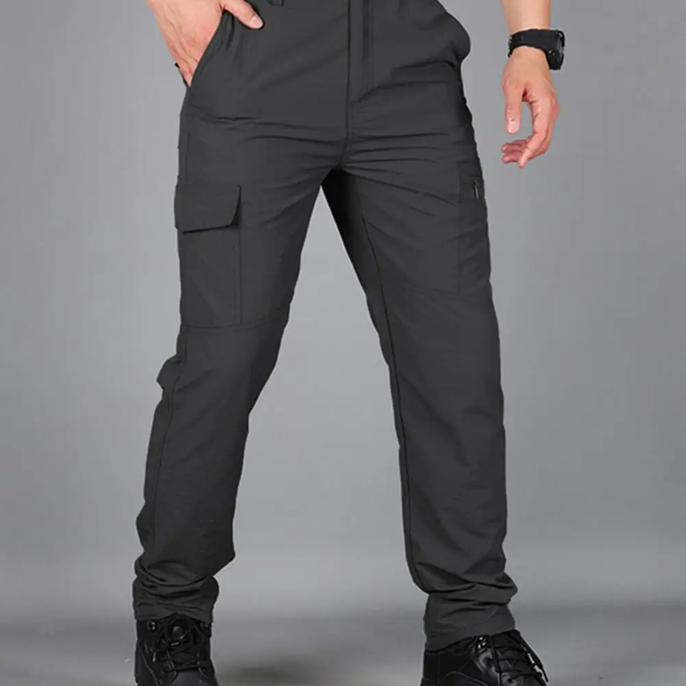 Straight Wear Resistant Solid Color Waterproof Men Pants for Outdoor Sports