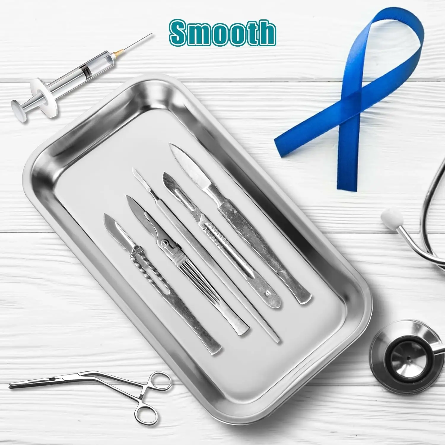 6 Surgical Tray, Stainless Steel Cosmetic Storage Tray, Thickening Tray for Baking, Dental, Lab Instrument Supplies, Tattoo Tool