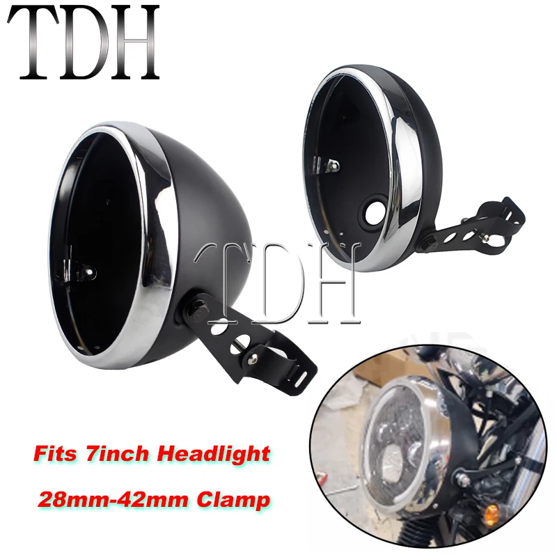 Cubierta de faro de motocicleta de 7 pulgadas para Harley Honda, carcasa de faro LED, soporte de montaje ajustable, carcasa de cubo Universal, faro
