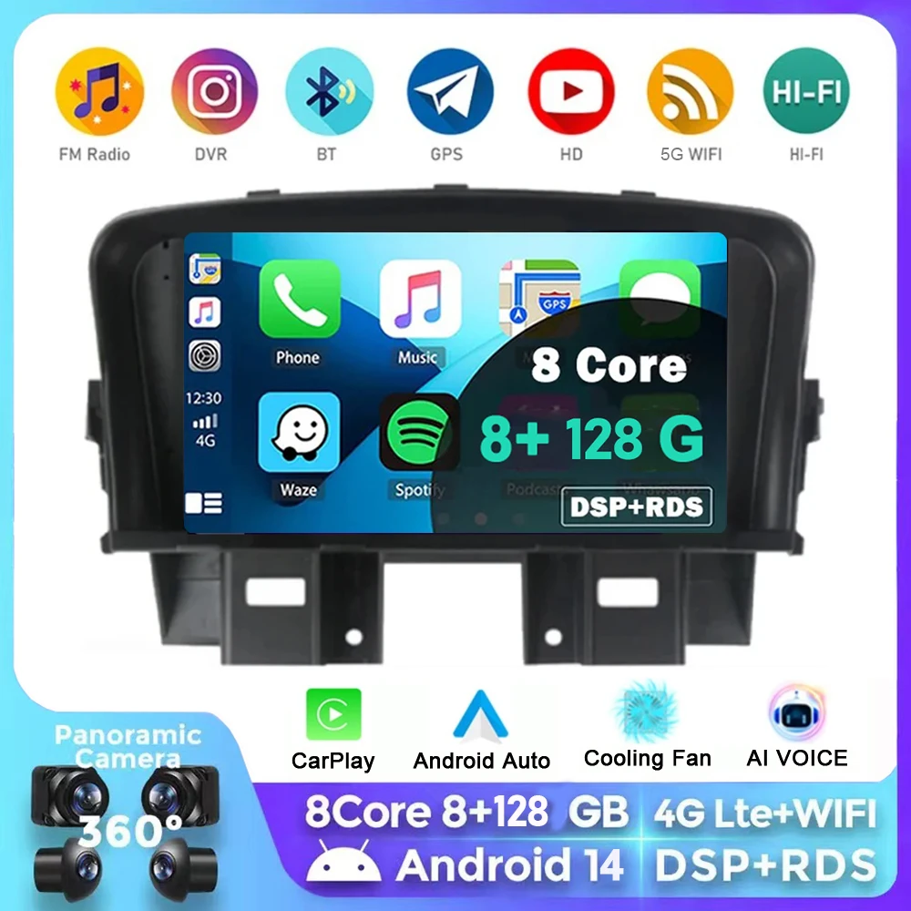 

7 Inch Android14 Car For Chevrolet Cruze 2008-2014 Car Radio Video Player Multimedia GPS Carplay Auto BT RDS Navigation Built-in