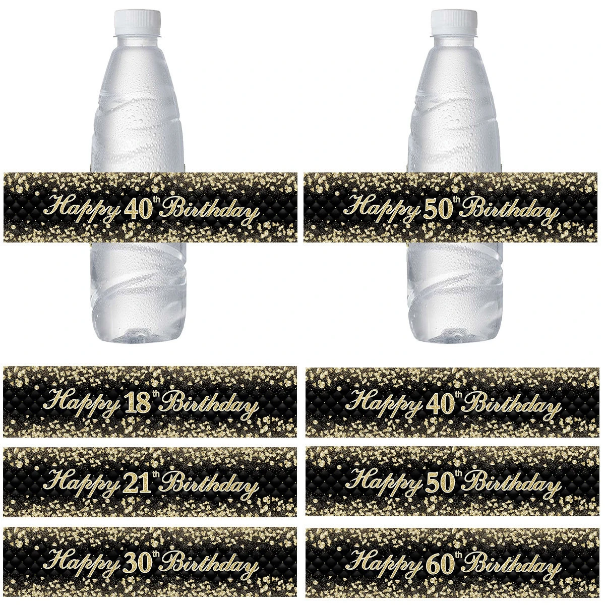 Pegatinas de botella de 30, 40, 50, 60 cumpleaños, decoración de feliz cumpleaños para adultos, 18, 21 años, etiqueta de botella, suministros de cumpleaños