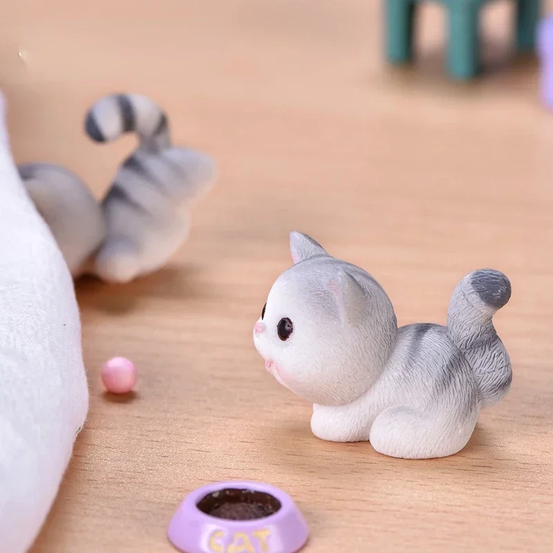 Chubby Cat Decorative Figures Mini Kitten Home Garden Decor PVC Figurine Miniature Toys Home Decoration Accessories Ornaments