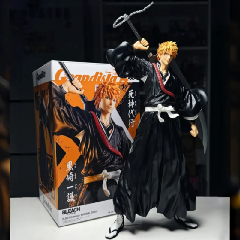 Novo em estoque bandai genuíno banpresto grandista lixívia kurosaki ichigo anime figura de ação modelo colecionável brinquedo ornamentos presentes