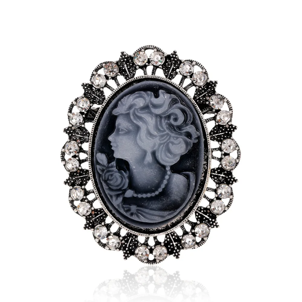 Elegant Classic Style Women Jewelry Vintage Victorian Cameo Portrait Brooch Beauty Head Pins Clothing Hat Accesories Gifts