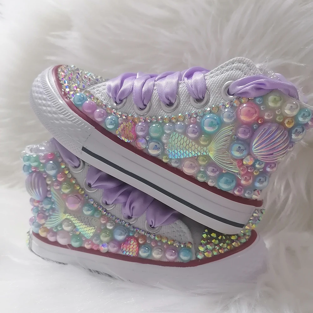 Handgemaakte Steentjes Bling Meisjes Dames Kinderen En Moeder Snoep Canvas Schoenen Parels Sneakers Voor Meisje Verjaardagsfeest Bruiloft