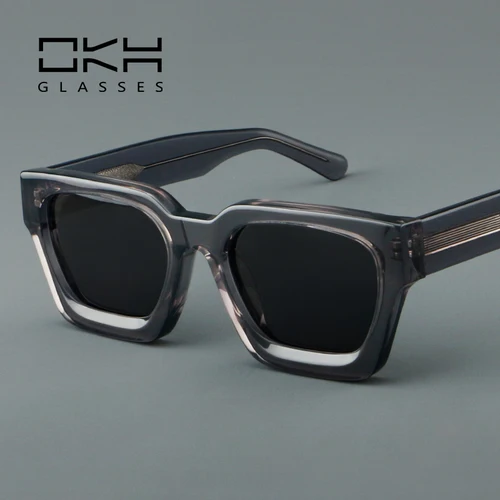 Imagen 2 del producto OKH, gafas de sol de acetato para mujer, nueva moda, marca de lujo de alta gama, para exteriores, UV400, placa hecha a mano, gafas cuadradas para hombre, gafas de sol Retro B39