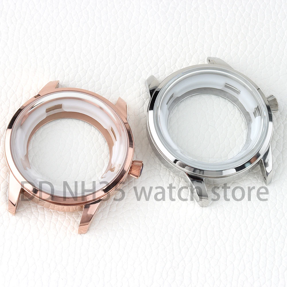 Arched Glass 40mm Nh35 Watch Case Silver/Rose Gold Stainless Steel for Cocktail Time Presage NH35 NH36 NH38 Movement 35mm Dial