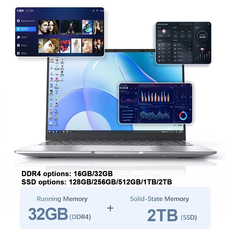 15.6인치 인텔 N95 휴대용 노트북 윈도우11 노트북 32GB DDR4 2TB SSD PC 게이머 사무용 컴퓨터 썸네일 5