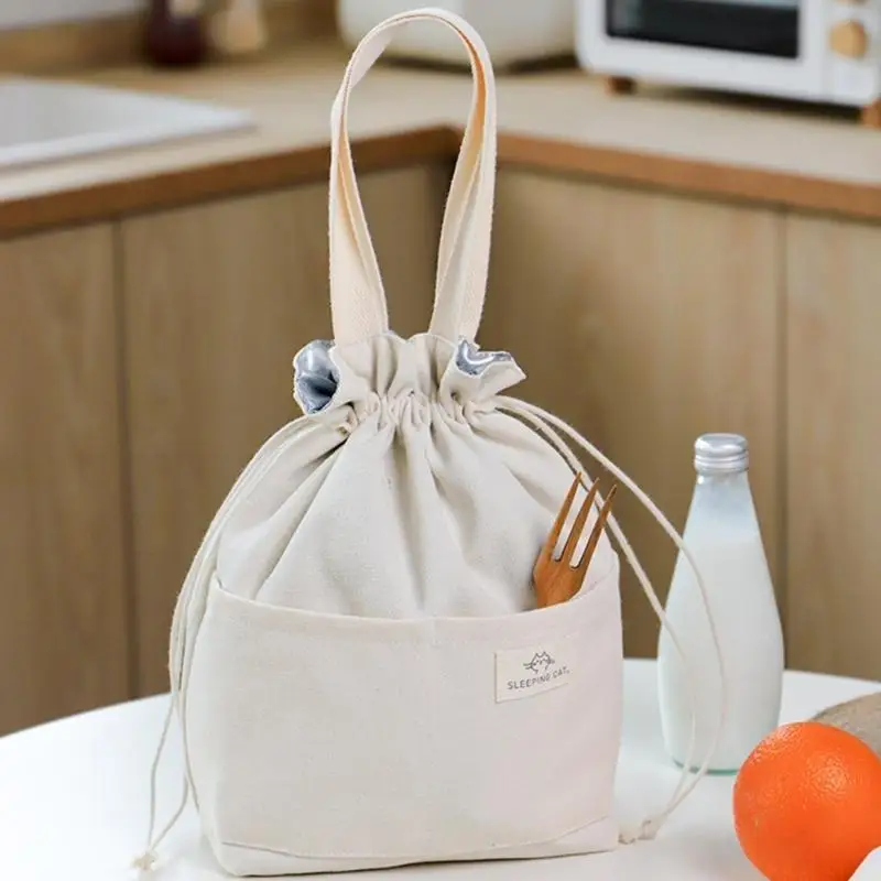 X90D Thicken Aluminum Thermal Bento Box Bag Canvas Bag Perfect for Picnics & Travel