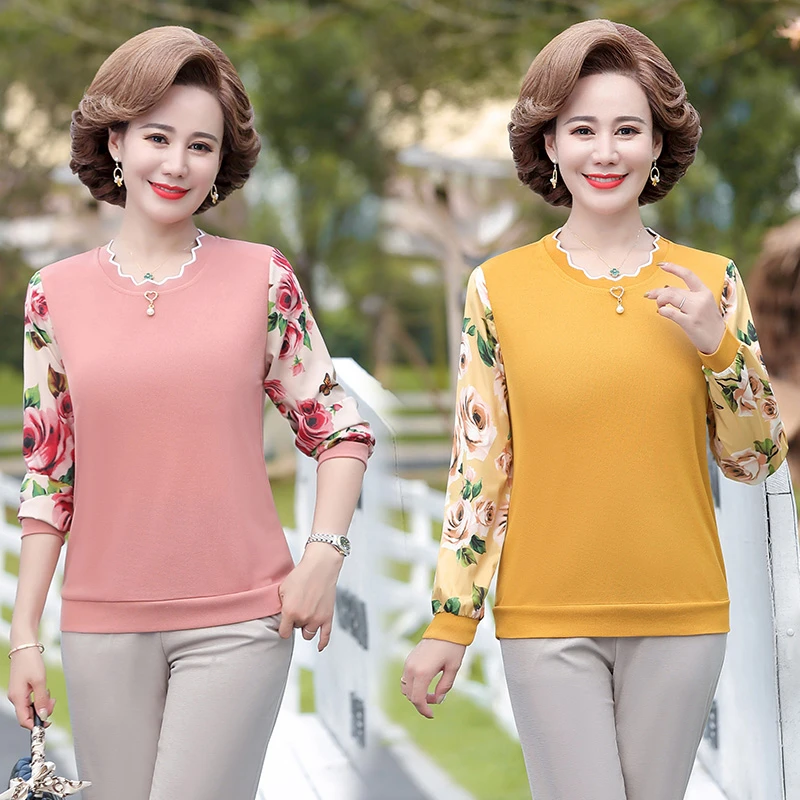 Spring Style Chiffon Blouses Shirts Lady Long Sleeve Female Pullover Autumn Casual O-Neck Patchwork Chiffon Blusas Tops