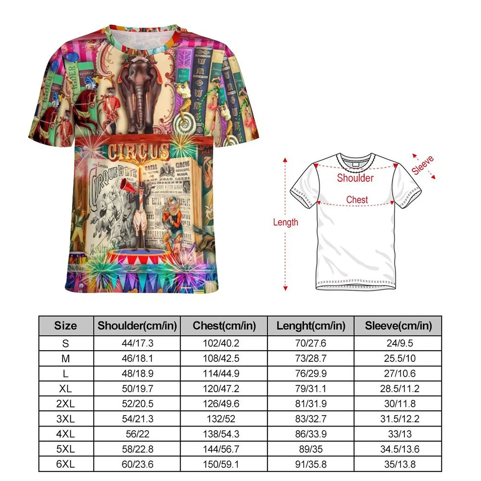 Library T Shirt For Men The Marvelous Circus Design O Neck T Shirts Summer Clothing Short Sleeve Streetwear Big Size Tee Shirt