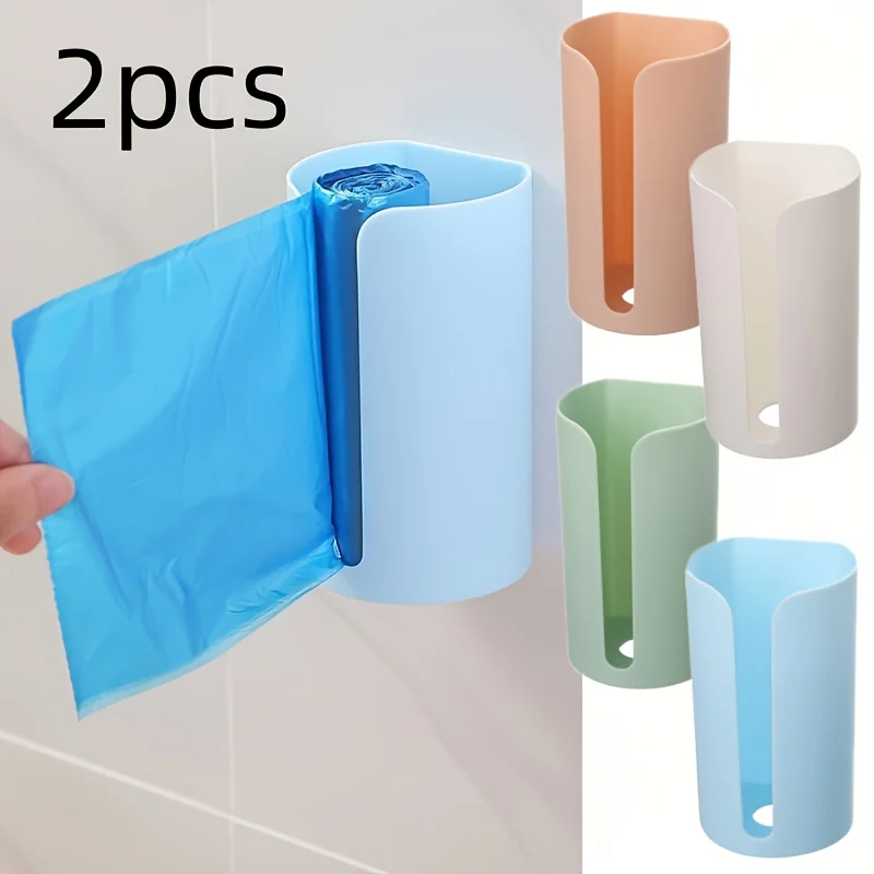 2pcs Garbage Bag Storage Box, Plastic Bag Collector, Seamless Wall Mounted Kitchen, Convenient Bag Extraction Type