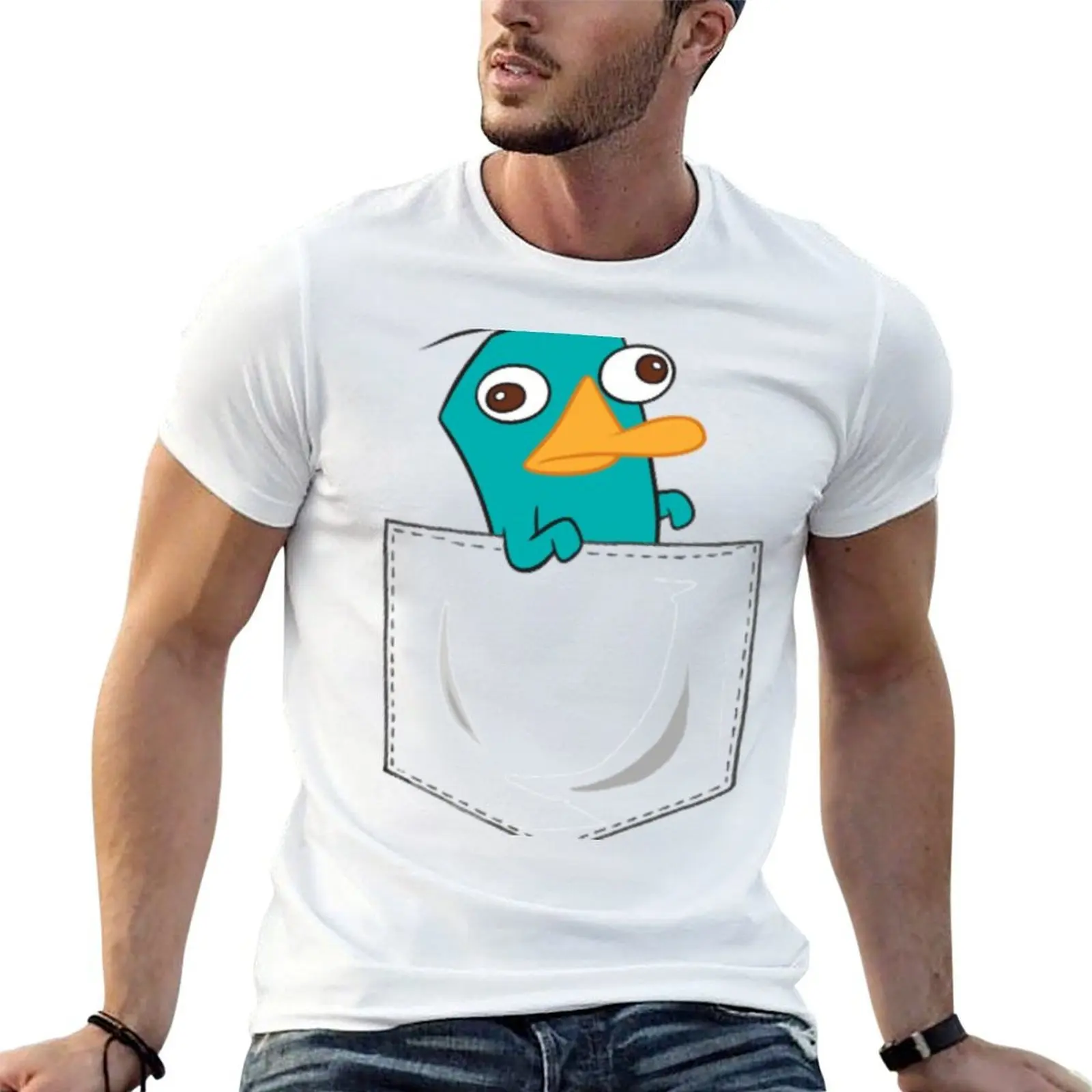 Perry the Platypus Pocket T-Shirt boys whites summer top men clothing