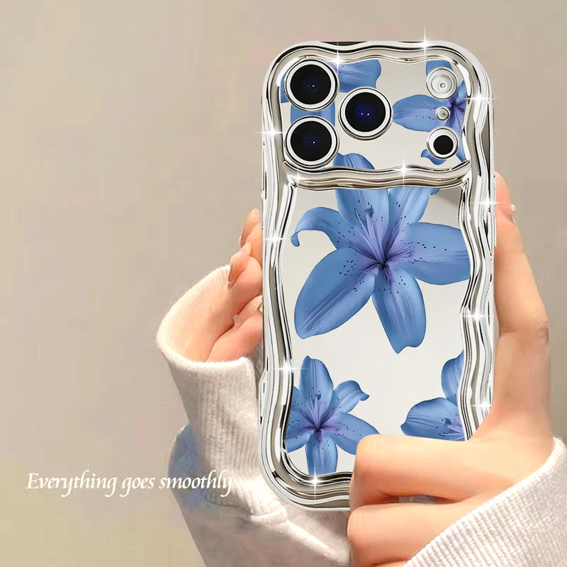 Chapeamento espelho caso para iphone 17 pro max abelha flor folhas padrão tpu capa para iphone 16 pro max 15 14 13 12 11 ar 16e funda