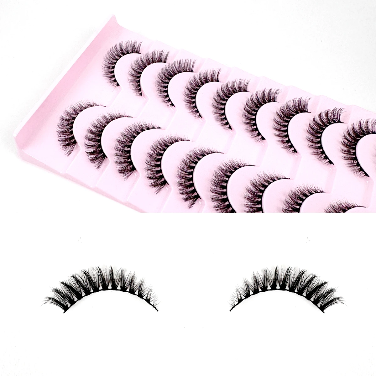 HBZGTLAD 10 paires de Faux cils en vison Faux oeil de chat faux cils 3D naturels longs Faux cils Extension de cils doux et moelleux